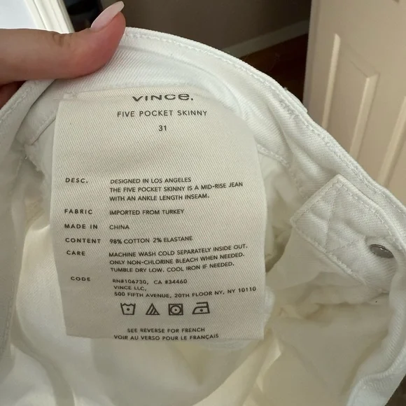 Vince White Five Pocket Skinny Jeans - Picture 3 of 4
